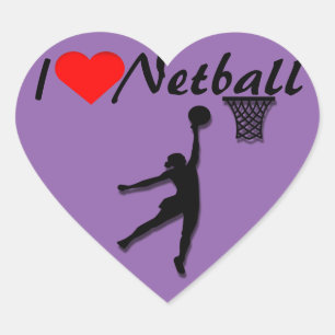 I Liebe Netball Picture Herz-Aufkleber