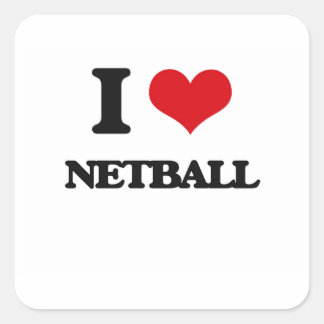 I Liebe Netball Quadratischer Aufkleber