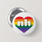 I Liebe New Hampshire Rainbow Heart Button (Vorne & Hinten)