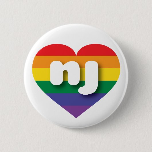 I Liebe New Jersey Gay Pride Rainbow Heart Button (Vorderseite)