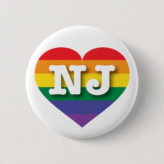 I Liebe New Jersey Gay Pride Rainbow Heart Button (Vorderseite)