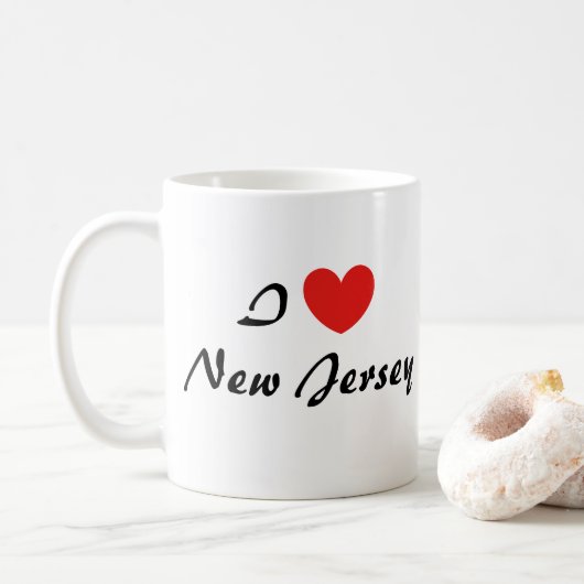 I Liebe New Jersey Heart Typografy Coffee Tasse (Mit Donut)