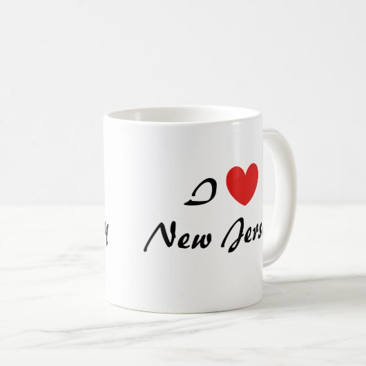 I Liebe New Jersey Heart Typografy Coffee Tasse (VorderseiteRechts)