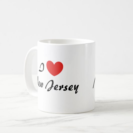 I Liebe New Jersey Heart Typografy Coffee Tasse (Vorderseite Links)