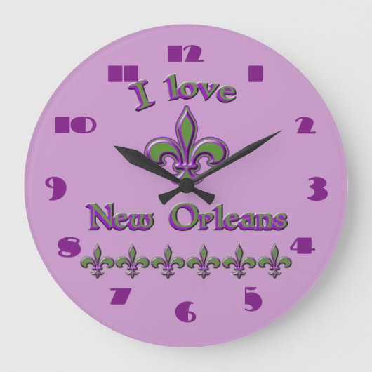 I Liebe New Orleans Wall Clock Große Wanduhr (Vorderseite)