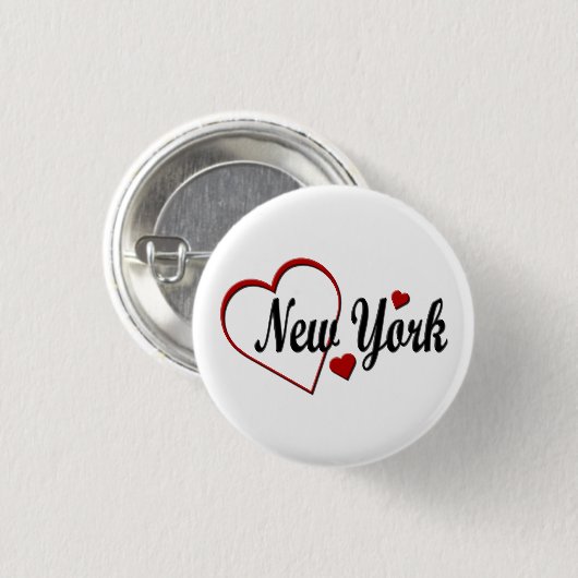 I Liebe New York Hearts Button (Vorne & Hinten)