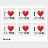 I Liebe New York Hearts Quadratischer Aufkleber (Blatt)
