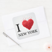 I Liebe New York Hearts Quadratischer Aufkleber (Umschlag)