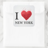 I Liebe New York Hearts Quadratischer Aufkleber (Tasche)