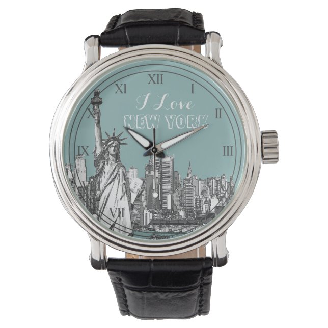 I Liebe New York Modernes Reisen Armbanduhr (Vorderseite)