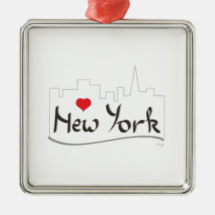 I Liebe New York, New York Silbernes Ornament