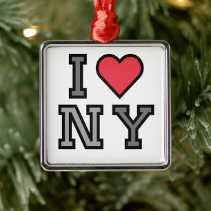 I Liebe New York - Ornament White Red & Grey Aus Metall