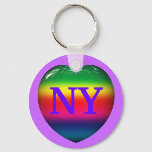 I Liebe New York Rainbow Heart Keychain Schlüsselanhänger (Vorderseite)