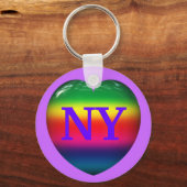 I Liebe New York Rainbow Heart Keychain Schlüsselanhänger (Vorderseite)