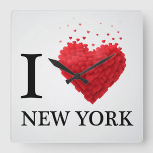 I Liebe-New- Yorkherzen Quadratische Wanduhr