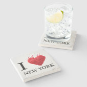 I Liebe-New- Yorkherzen Steinuntersetzer (Seitenansicht)