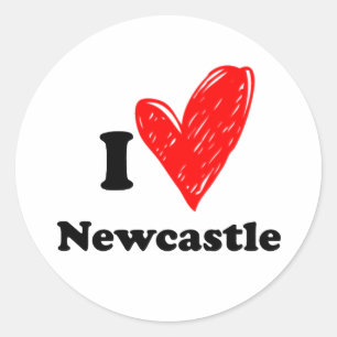 I Liebe Newcastle Runder Aufkleber