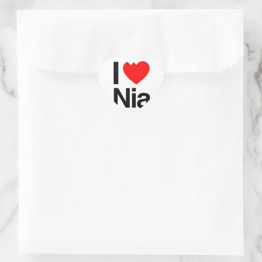 i Liebe Nia Herz-Aufkleber (Tasche)