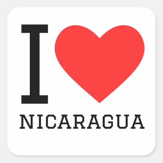 I Liebe nicaragua Quadratischer Aufkleber (Vorderseite)