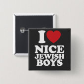 I Liebe Nice Jungs ich Herz Groovy Retro Button (Vorne & Hinten)