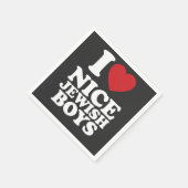 I Liebe Nice Jungs ich Herz Groovy Retro Serviette (Ecke)