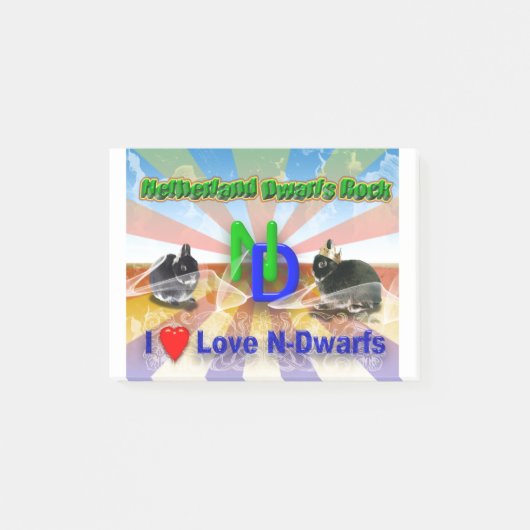 I Liebe Niederlande Zwarf Bunnies Post-it Klebezettel (Vorderseite)