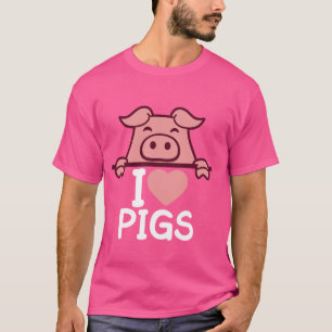 I Liebe Niedliche Schweine Herz Pigment Schweinebl T-Shirt