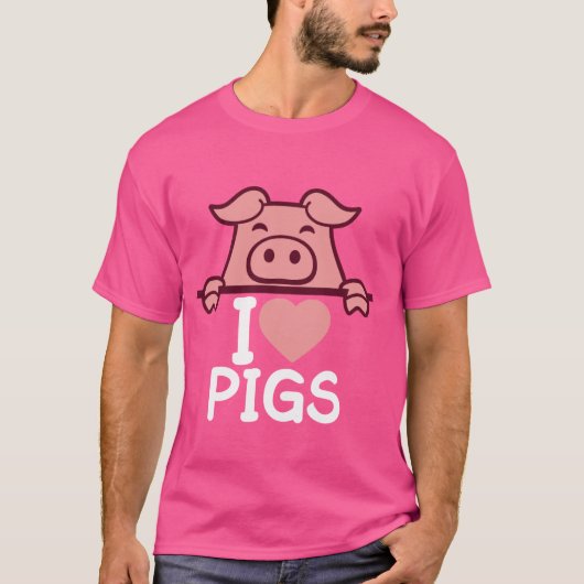 I Liebe Niedliche Schweine Herz Pigment Schweinebl T-Shirt (Vorderseite)