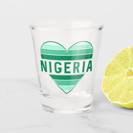 I Liebe Nigeria, nigerianisches Herz Schnapsglas (Vorderseite)