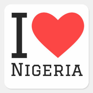 I Liebe Nigeria Quadratischer Aufkleber