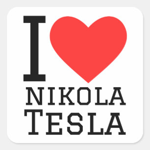 I Liebe Nikola Tesla Quadratischer Aufkleber