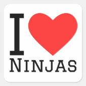 I Liebe Ninjas Quadratischer Aufkleber (Vorderseite)