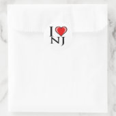 I Liebe NJ - New Jersey Runder Aufkleber (Tasche)