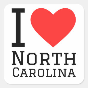 I Liebe North Carolina Quadratischer Aufkleber