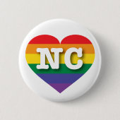 I Liebe North Carolina Rainbow Heart Button (Vorderseite)