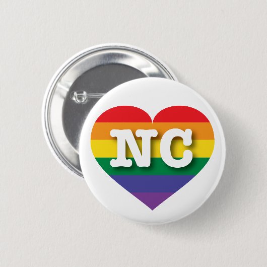I Liebe North Carolina Rainbow Heart Button (Vorne & Hinten)