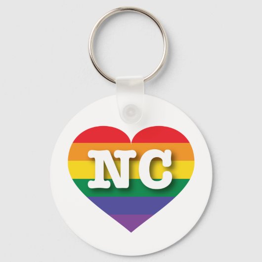 I Liebe North Carolina Rainbow Heart Schlüsselanhänger (Vorderseite)