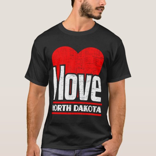 I Liebe North Dakota Best Zuhause Staat I Heart No T-Shirt (Vorderseite)