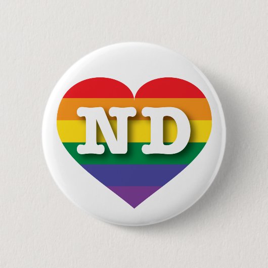 I Liebe North Dakota Gay Pride Rainbow Heart Button (Vorderseite)