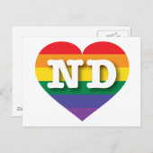 I Liebe North Dakota Rainbow Heart Postkarte (Vorne/Hinten)
