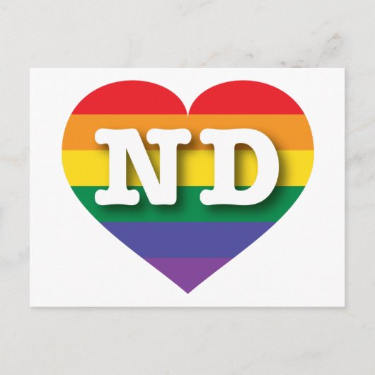 I Liebe North Dakota Rainbow Heart Postkarte (Vorderseite)