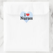 I Liebe Nurses Runder Aufkleber (Tasche)