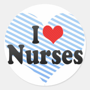 I Liebe Nurses Runder Aufkleber