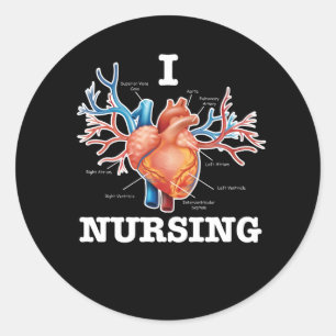 I Liebe Nursing Heart Anatomie Medizin Runder Aufkleber