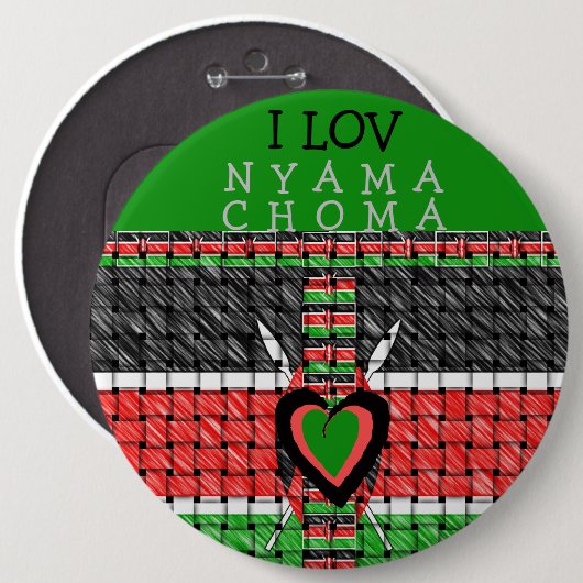 I Liebe Nyama Choma Kenya Grillfleisch Button (Vorne & Hinten)