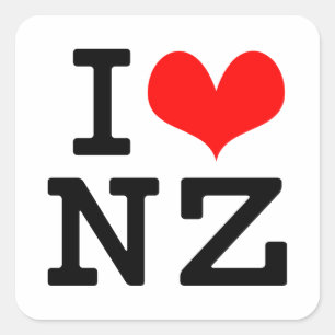 I Liebe NZ Quadratischer Aufkleber