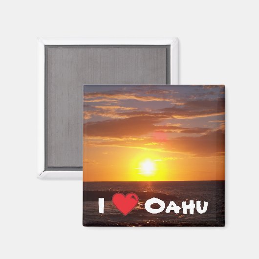 I Liebe Oahu Magnet (Vorderseite/Rückseite)