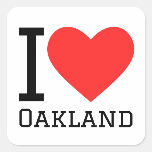 I Liebe Oakland Quadratischer Aufkleber (Vorderseite)