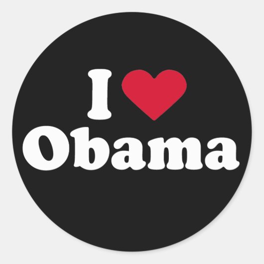 I Liebe Obama T - Shirt Runder Aufkleber (Vorderseite)