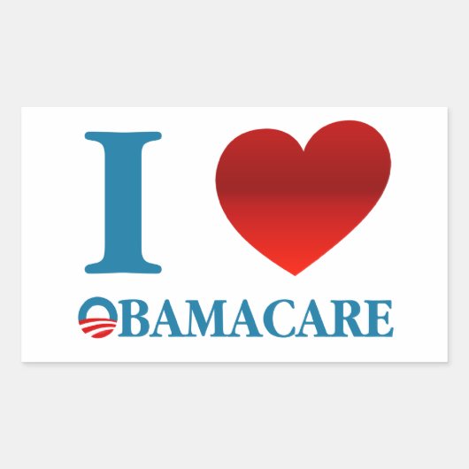 I Liebe Obamacare Rechteckiger Aufkleber (Vorderseite)